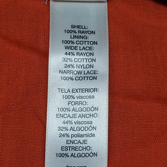 Chicos Blouse Womens 2 Orange Pure Rayon Floral 3/4 Sleeve Pullover Round Neck - Picture 7 of 11